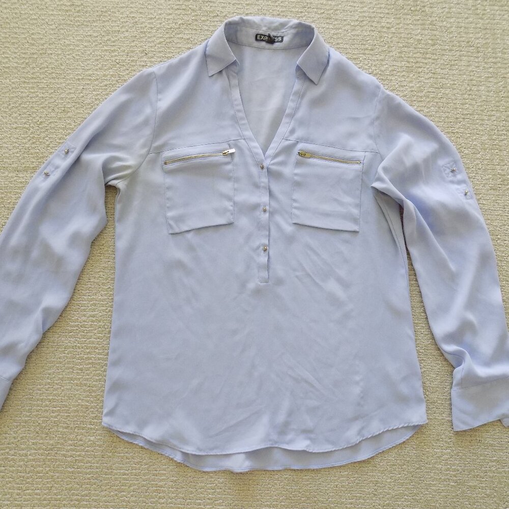 EXPRESS PORTOFINO WOMENS COLLARED 1/2 BUTTON DOWN WORK SHIRT BLOUSE